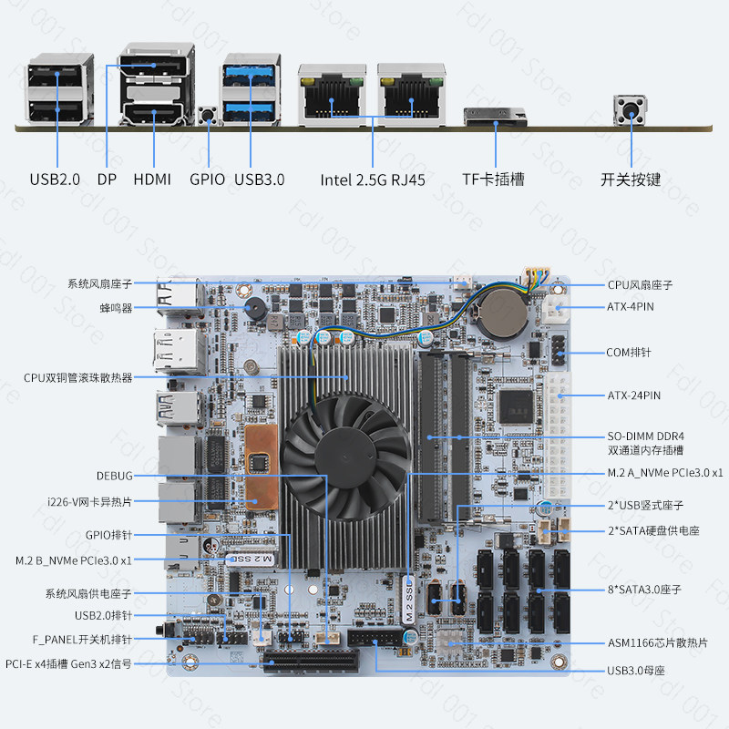 I5 8265UES 8 Bay SATA 6Gbps NA - Nas Motherboard 8 Sata Mini Itx recensie en prijs